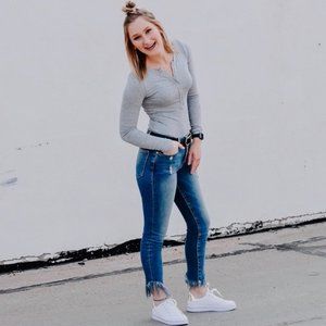 New Frame Denim High Waisted Skinny Raw Hem